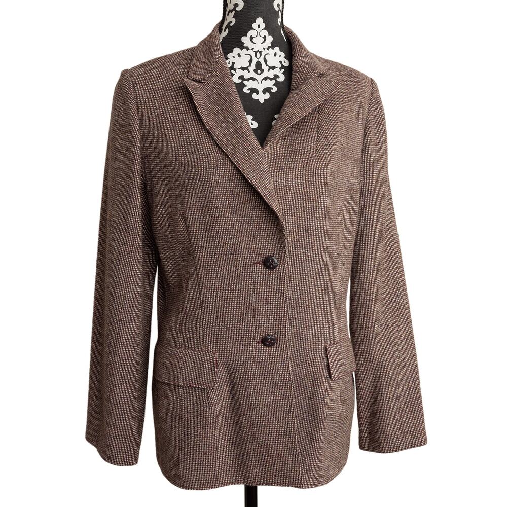 Women's Brown Vintage Wool Tweed Koret of California 2 Button Lined Blazer - NSL
